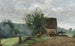 Corte di fattoria con un cavaliere e una bambina in primo piano - Jean-Baptiste-Camille Corot — vista dell’opera