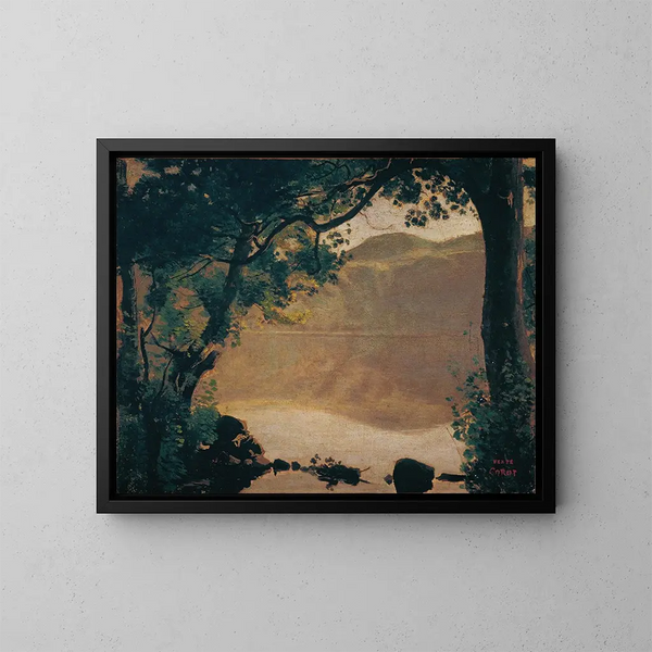 Il lago di Nemi - Jean-Baptiste-Camille Corot — quadro incorniciato alla parete