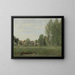 Paesaggio di Mantes, piccole abitazioni nascoste tra gli alberi vicino al bordo dell'acqua - Jean-Baptiste-Camille Corot — quadro incorniciato alla parete