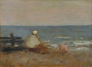 Donna e bambino sul mare a Étretat - Jean-Baptiste-Camille Corot — vista dell’opera