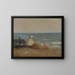 Donna e bambino sul mare a Étretat - Jean-Baptiste-Camille Corot — quadro incorniciato alla parete