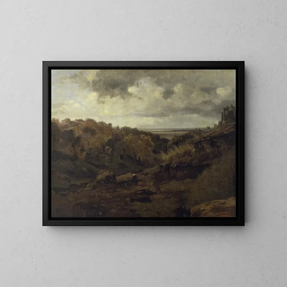 Paesaggio italiano vicino a Marino in autunno - Jean-Baptiste-Camille Corot — quadro incorniciato alla parete