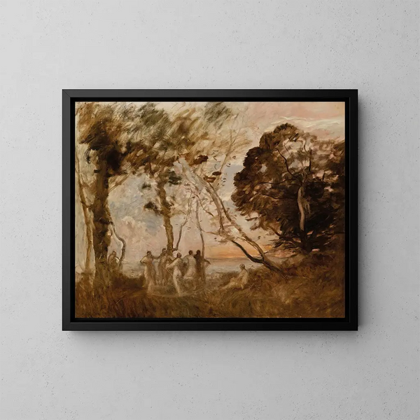 La Danse des nymphes - Jean-Baptiste-Camille Corot — quadro incorniciato alla parete