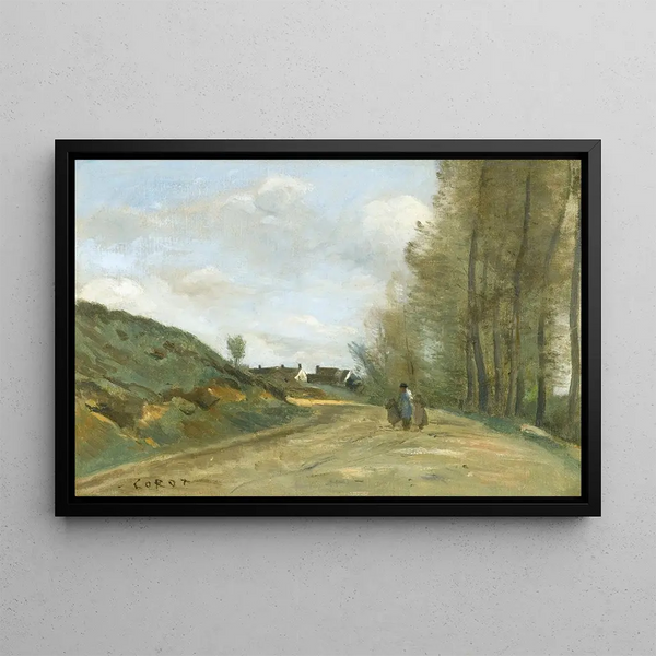 La Route de Gouvieux près de Chantilly - Jean-Baptiste-Camille Corot — quadro incorniciato alla parete