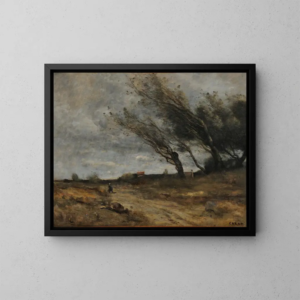 Le Coup de vent - Jean-Baptiste-Camille Corot — quadro incorniciato alla parete