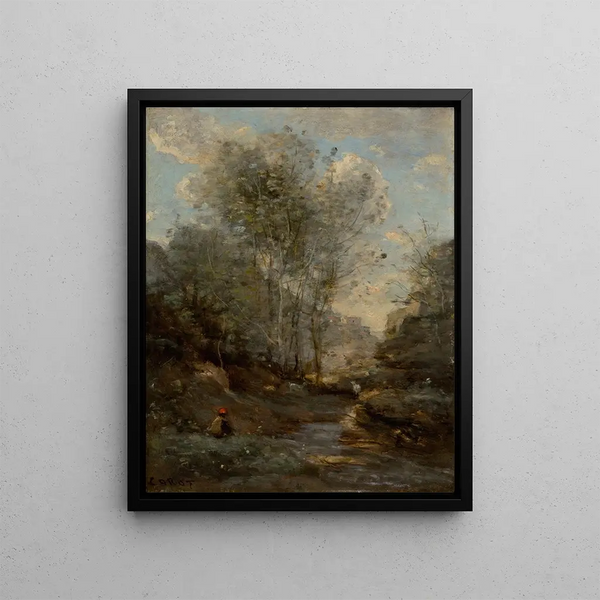 Le Vallon des Chèvres Souvenir du Lac de Garde - Jean-Baptiste-Camille Corot — quadro incorniciato alla parete