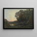 Il barcaiolo, la riva, tramonto - Jean-Baptiste-Camille Corot — quadro incorniciato alla parete