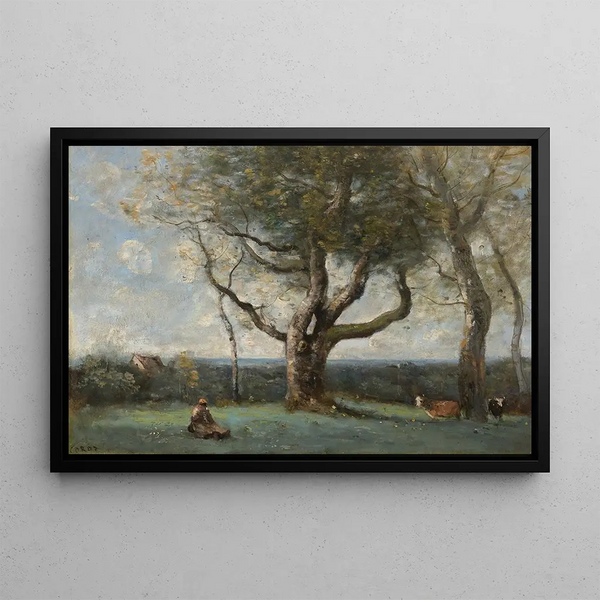 Il grande albero, dintorni di Gournay - Jean-Baptiste-Camille Corot — quadro incorniciato alla parete