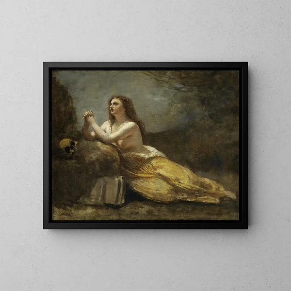 Madeleine in preghiera - Jean-Baptiste-Camille Corot — quadro incorniciato alla parete