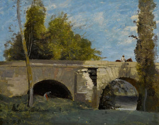 Mantes, due archi del ponte con un cavaliere - Jean-Baptiste-Camille Corot — vista dell’opera