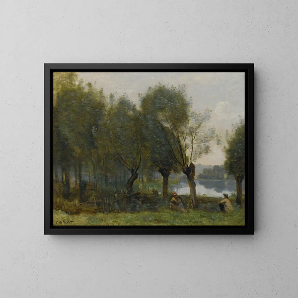 Montgeron, Saulaie sul bordo dell'acqua - Jean-Baptiste-Camille Corot — quadro incorniciato alla parete