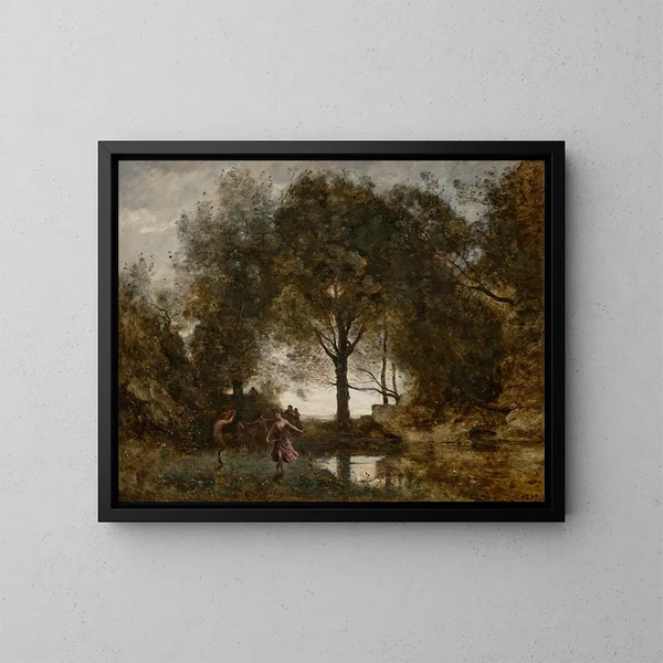 Ninfe e fauni - Jean-Baptiste-Camille Corot — quadro incorniciato alla parete