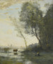 contadino con una mucca vicino all'acqua - Jean-Baptiste-Camille Corot — vista dell’opera