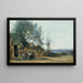 Contadini seduti a tavola davanti a un cabaret - Jean-Baptiste-Camille Corot — quadro incorniciato alla parete