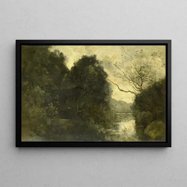 Stagno nei boschi - Jean-Baptiste-Camille Corot — quadro incorniciato alla parete
