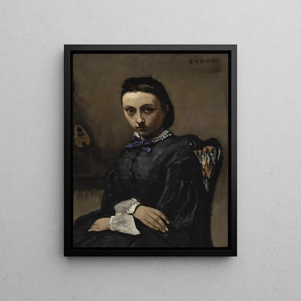 Ritratto di una giovane donna - Jean-Baptiste-Camille Corot — quadro incorniciato alla parete