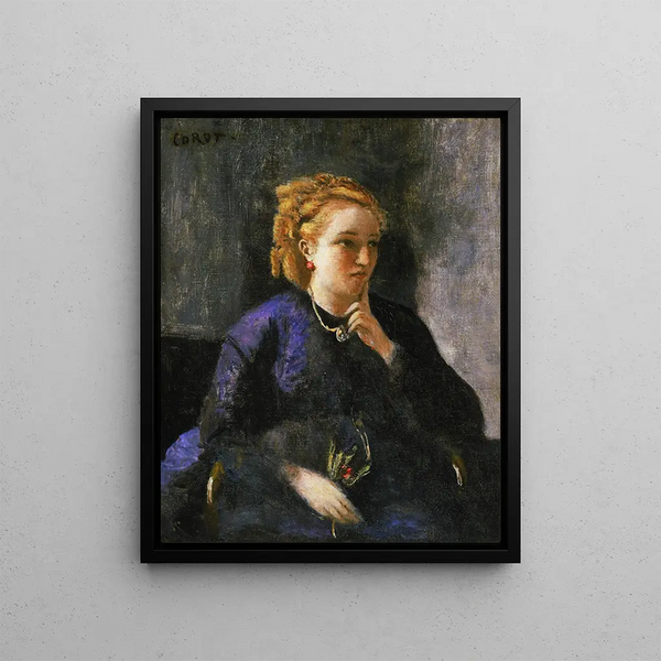 Ritratto di una donna - Jean-Baptiste-Camille Corot — quadro incorniciato alla parete