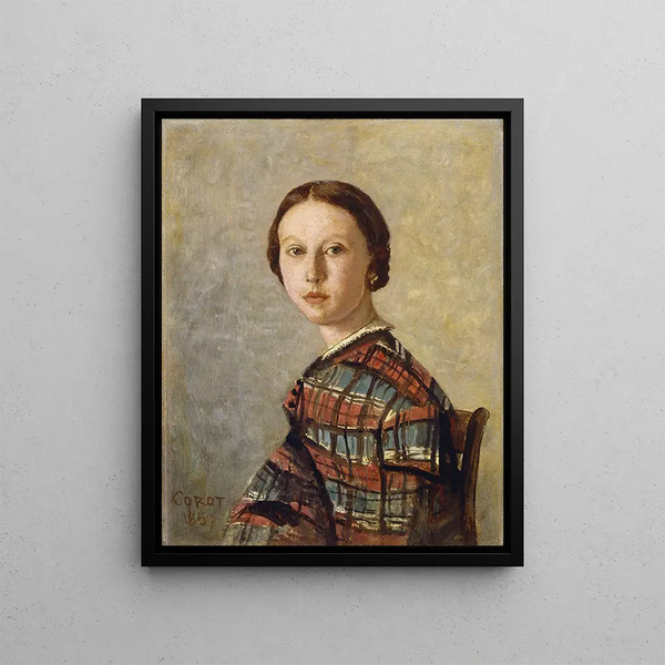 Ritratto di una giovane ragazza - Jean-Baptiste-Camille Corot — quadro incorniciato alla parete