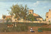 Rosny Seine-et-Oise chiesa del villaggio vista presa dal frutteto della signora Osmond - Jean-Baptiste-Camille Corot — vista dell’opera