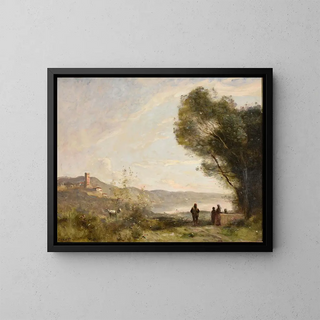 Ricordo delle rive mediterranee - Jean-Baptiste-Camille Corot — quadro incorniciato alla parete