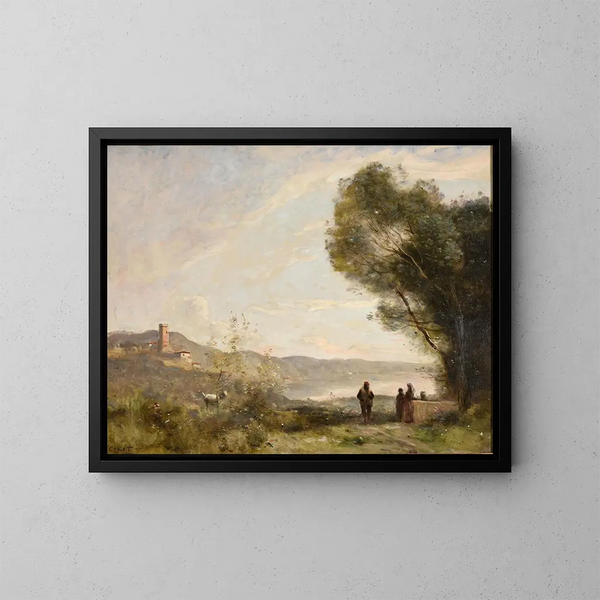 Ricordo delle rive mediterranee - Jean-Baptiste-Camille Corot — quadro incorniciato alla parete