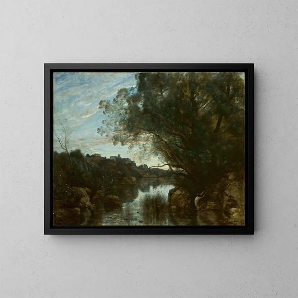 Ricordo dei dintorni del lago Nemi - Jean-Baptiste-Camille Corot — quadro incorniciato alla parete