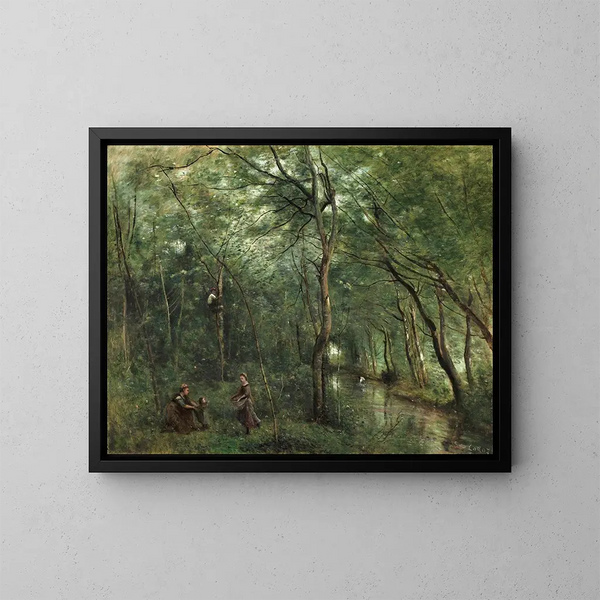 I raccoglitori di anguille - Jean-Baptiste-Camille Corot — quadro incorniciato alla parete