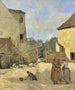 Tre contadine che conversano in un cortile rustico - Jean-Baptiste-Camille Corot — vista dell’opera