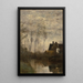 Un angolo di fiume con casa e pioppi - Jean-Baptiste-Camille Corot — quadro incorniciato alla parete