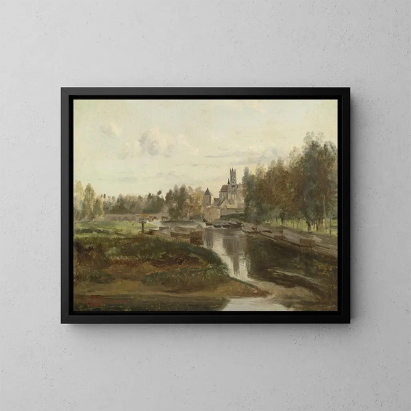 Vista di Moret-sur-Loing - Jean-Baptiste-Camille Corot — quadro incorniciato alla parete