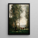 paesaggistico boscoso con mucche in una radura - Jean-Baptiste-Camille Corot — quadro incorniciato alla parete