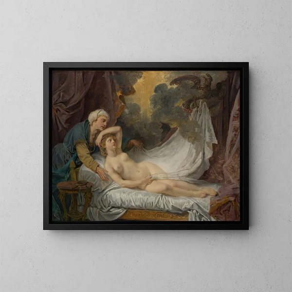 Aigina visitata da Giove - Jean-Baptiste Greuze — quadro incorniciato alla parete