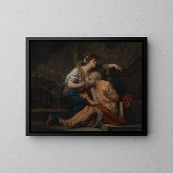 Cimon et Pero, la charité romaine - Jean-Baptiste Greuze — quadro incorniciato alla parete