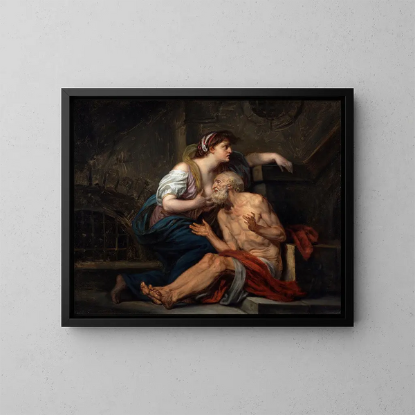 La Charité romaine - Jean-Baptiste Greuze — quadro incorniciato alla parete