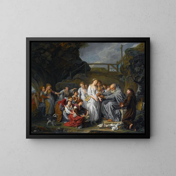 L'eremita - Jean-Baptiste Greuze — quadro incorniciato alla parete