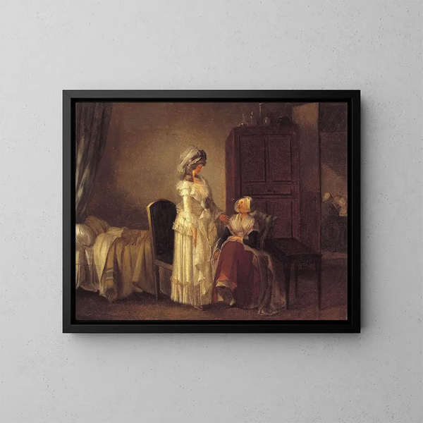 La Visite della convalescente - Jean-Baptiste Mallet — quadro incorniciato alla parete