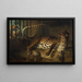 Leopardo in gabbia confrontato a due levrieri - Jean-Baptiste Oudry — quadro incorniciato alla parete