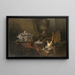 Natura morta con selvaggina morta e zuppiera in argento su un tappeto turco - Jean-Baptiste Oudry — quadro incorniciato alla parete
