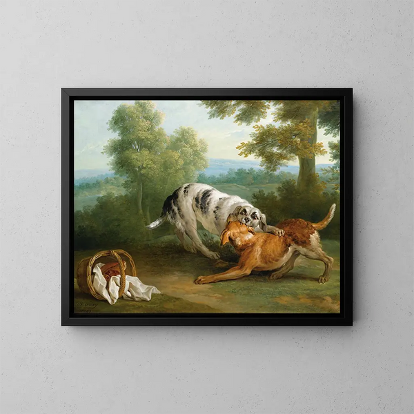 Il cane che porta la sua cena al suo padrone - Jean-Baptiste Oudry — quadro incorniciato alla parete