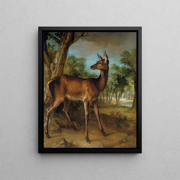The Watchful Doe, capriolo agli Augets - Jean-Baptiste Oudry — quadro incorniciato alla parete