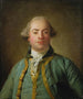 Ritratto di un gentiluomo in busto con gilet blu foderato d'oro e camicia bianca - Jean-Baptiste Perronneau — vista dell’opera