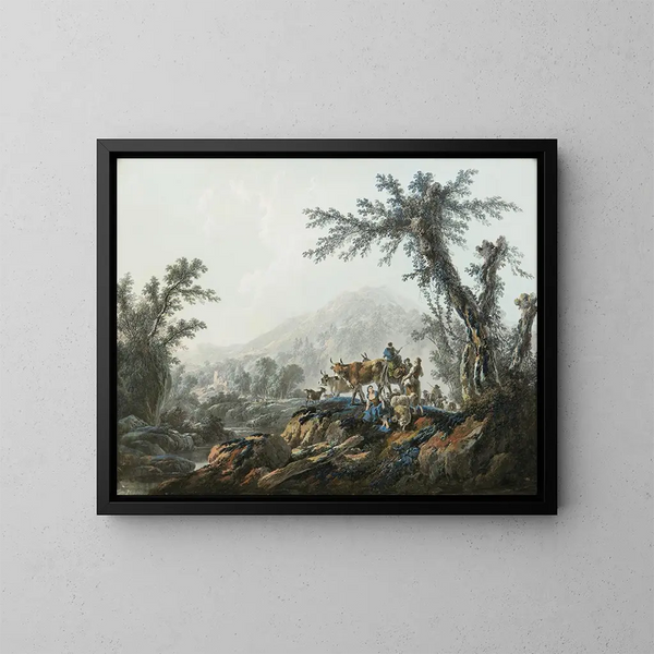 Paesaggio pastorale - Jean-Baptiste Pillement — quadro incorniciato alla parete