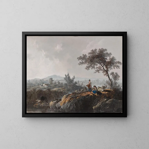 Pastori in un paesaggio - Jean-Baptiste Pillement — quadro incorniciato alla parete