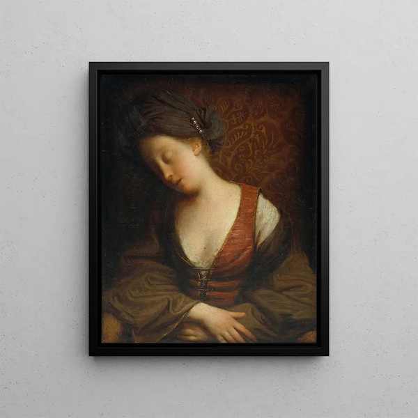 Giovane donna addormentata - Jean-Baptiste Santerre — quadro incorniciato alla parete