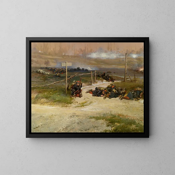 Alla base del palo, frammento del panorama della battaglia di Champigny - Jean-Baptiste Édouard Detaille — quadro incorniciato alla parete