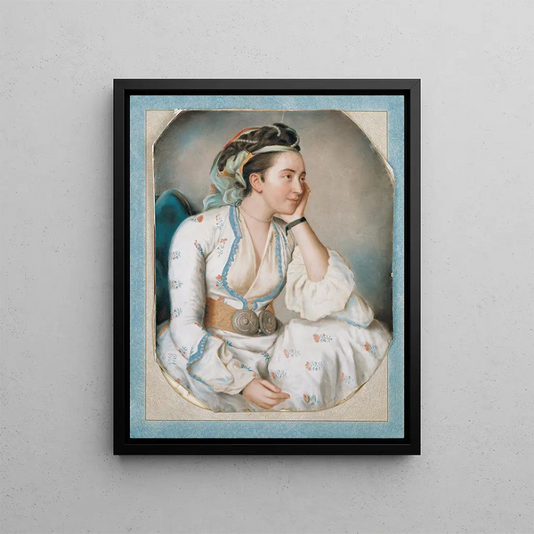 Una donna in abito turco - Jean-Étienne Liotard — quadro incorniciato alla parete