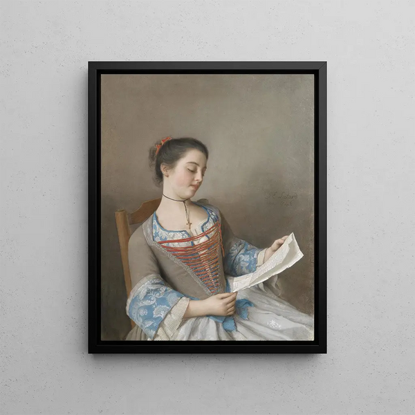 La nipote dell'artista Marianne Lavergne conosciuta come La Liseuse - Jean-Étienne Liotard — quadro incorniciato alla parete