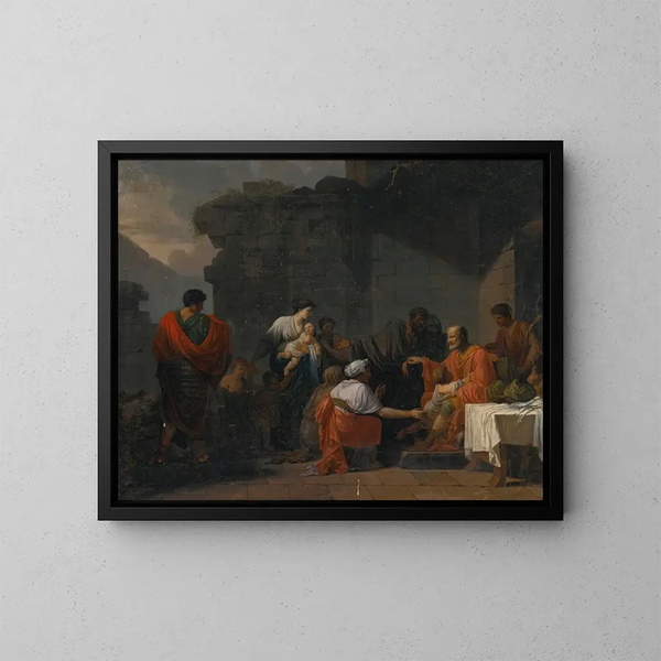 Belisaire riceve l'ospitalità di un contadino - Jean-François-Pierre Peyron — quadro incorniciato alla parete