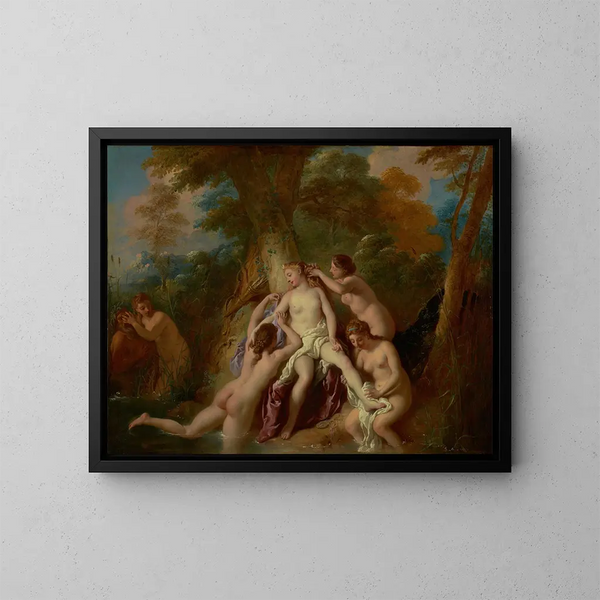 Diane e le sue ninfe al bagno - Jean-François de Troy — quadro incorniciato alla parete