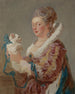 Una donna con un cane - Jean-Honoré Fragonard — vista dell’opera